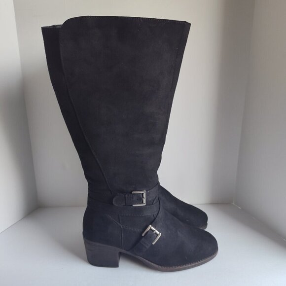 Ladies SZ 8-1/2 W (WC) White Mountain Black Vegan Suede Boot - Picture 2 of 7